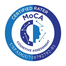 Montreal Cognitive Assessment certified rater seal, rater qualification held by Dr. Gurpreet Singh Padda, MD, MBA, MHP
